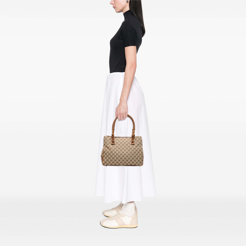 GG Canvas Bamboo Tote - Image 9