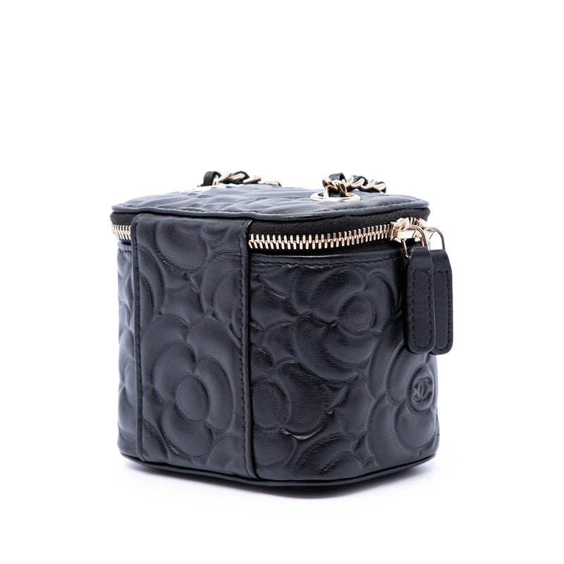 Mini Camellia Embossed Lambskin Vanity Case With Chain - Image 2