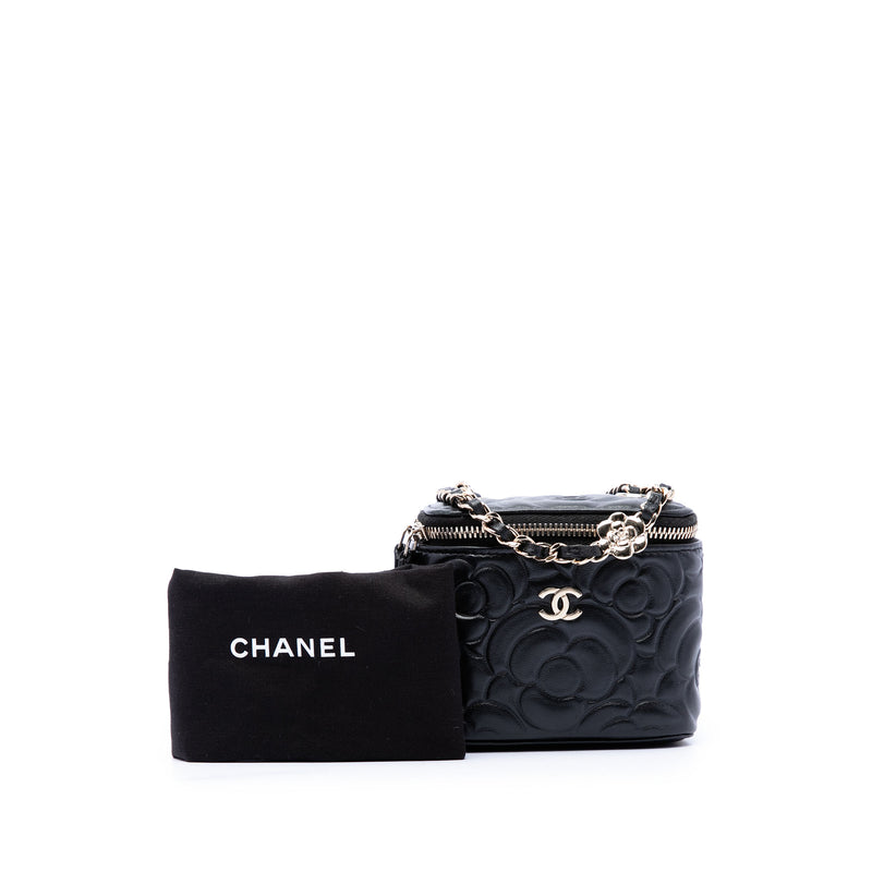 Mini Camellia Embossed Lambskin Vanity Case With Chain - Image 7