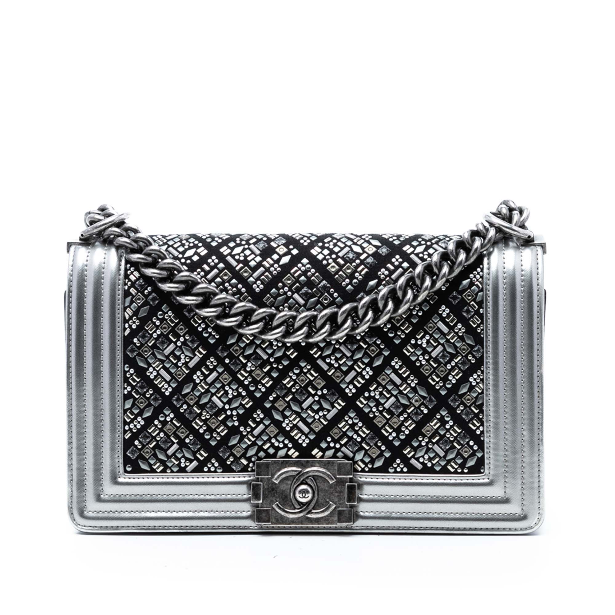Old Medium Calfskin Crystal Embellished Boy Flap - Image 1