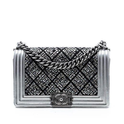 Old Medium Calfskin Crystal Embellished Boy Flap - Image 1