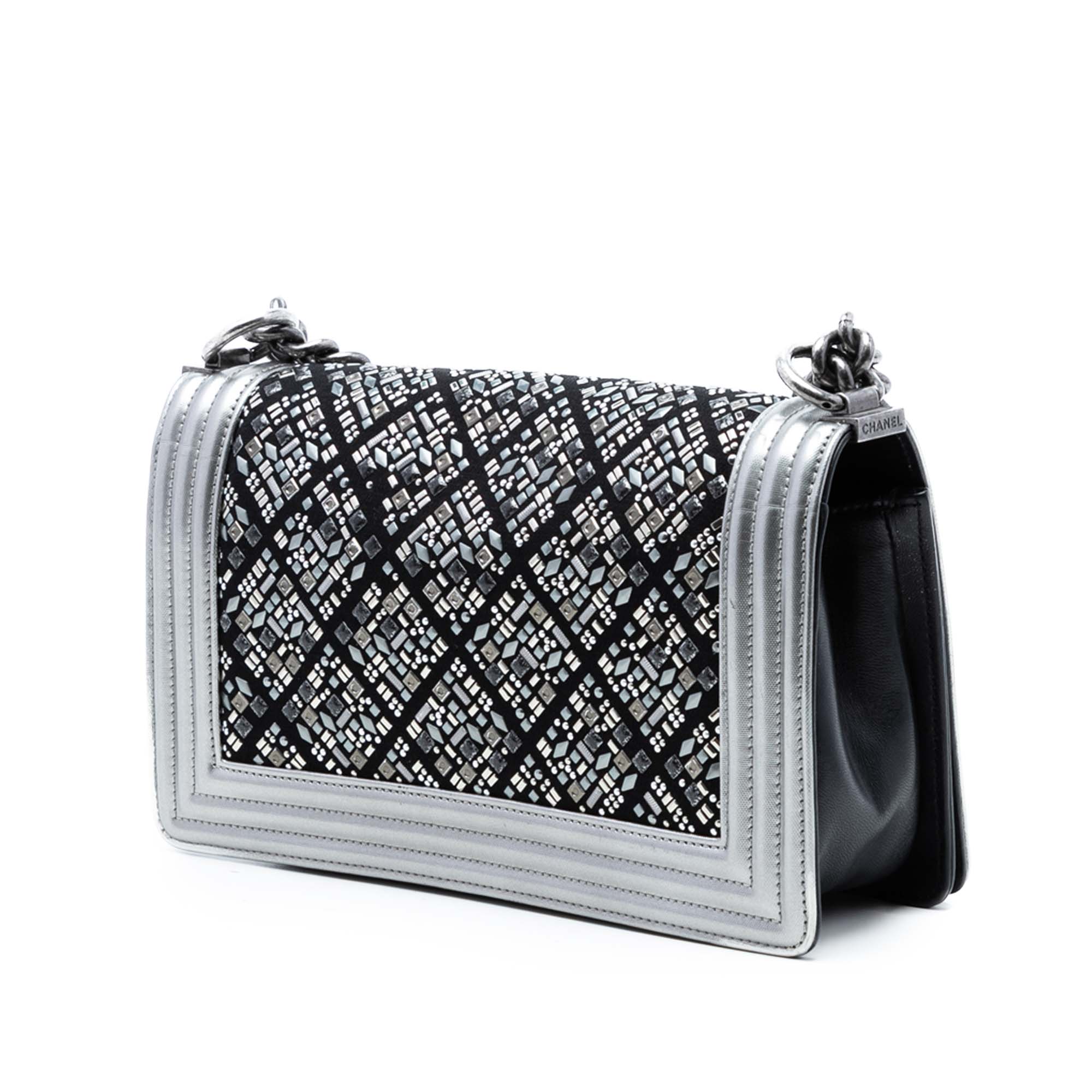 Old Medium Calfskin Crystal Embellished Boy Flap - Image 2
