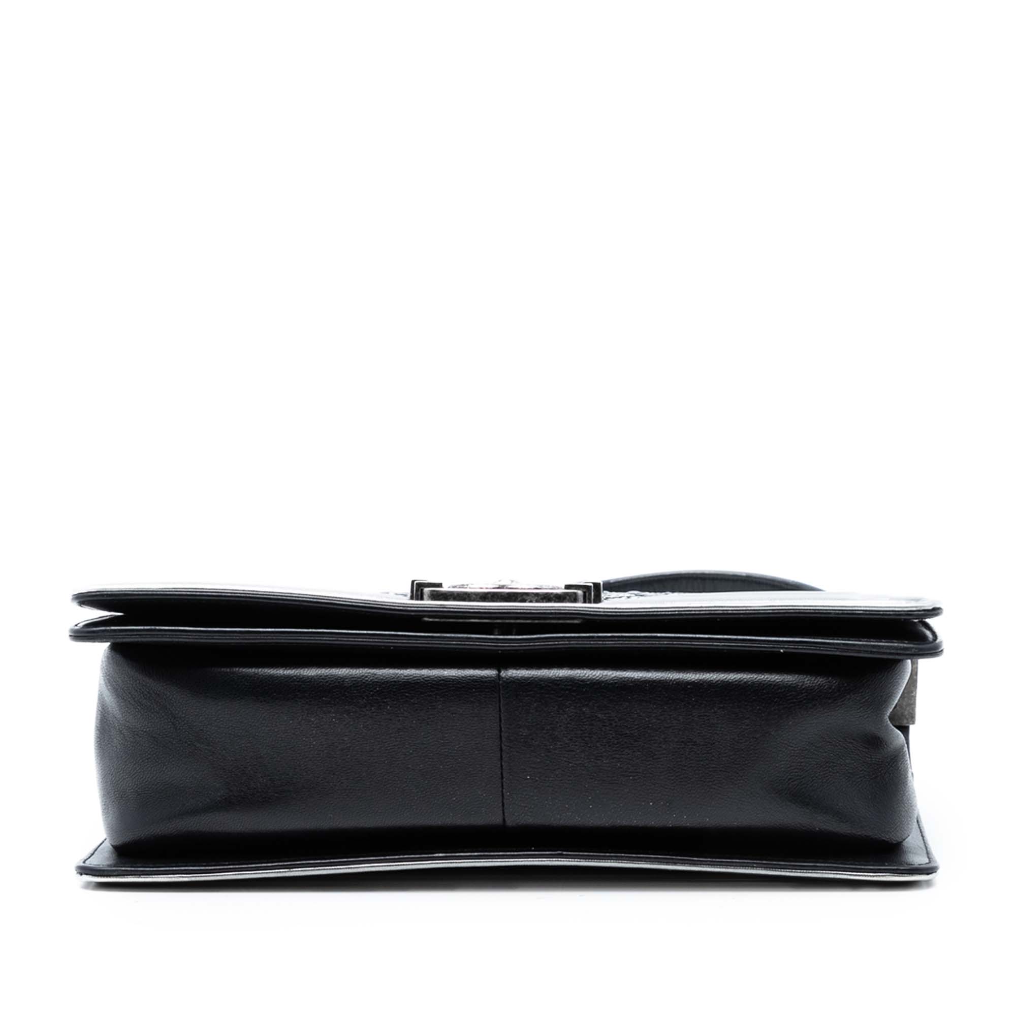 Old Medium Calfskin Crystal Embellished Boy Flap - Image 3