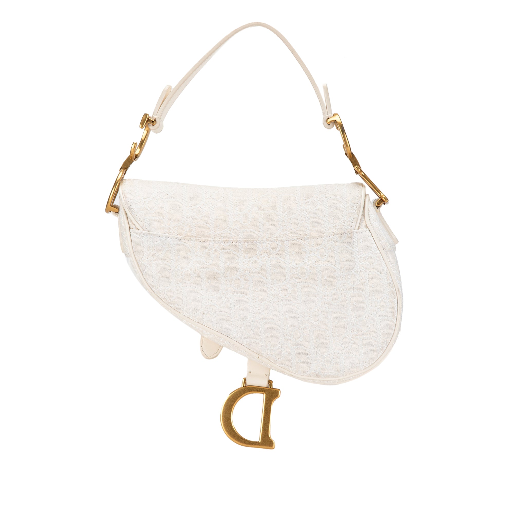 Mini Oblique Embroidered Canvas Saddle Bag - Image 3
