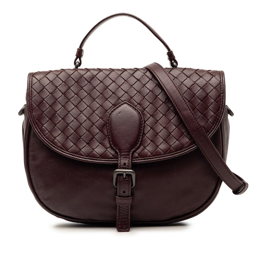 Intrecciato Trimmed Leather Double Sided Flap Satchel - Image 1