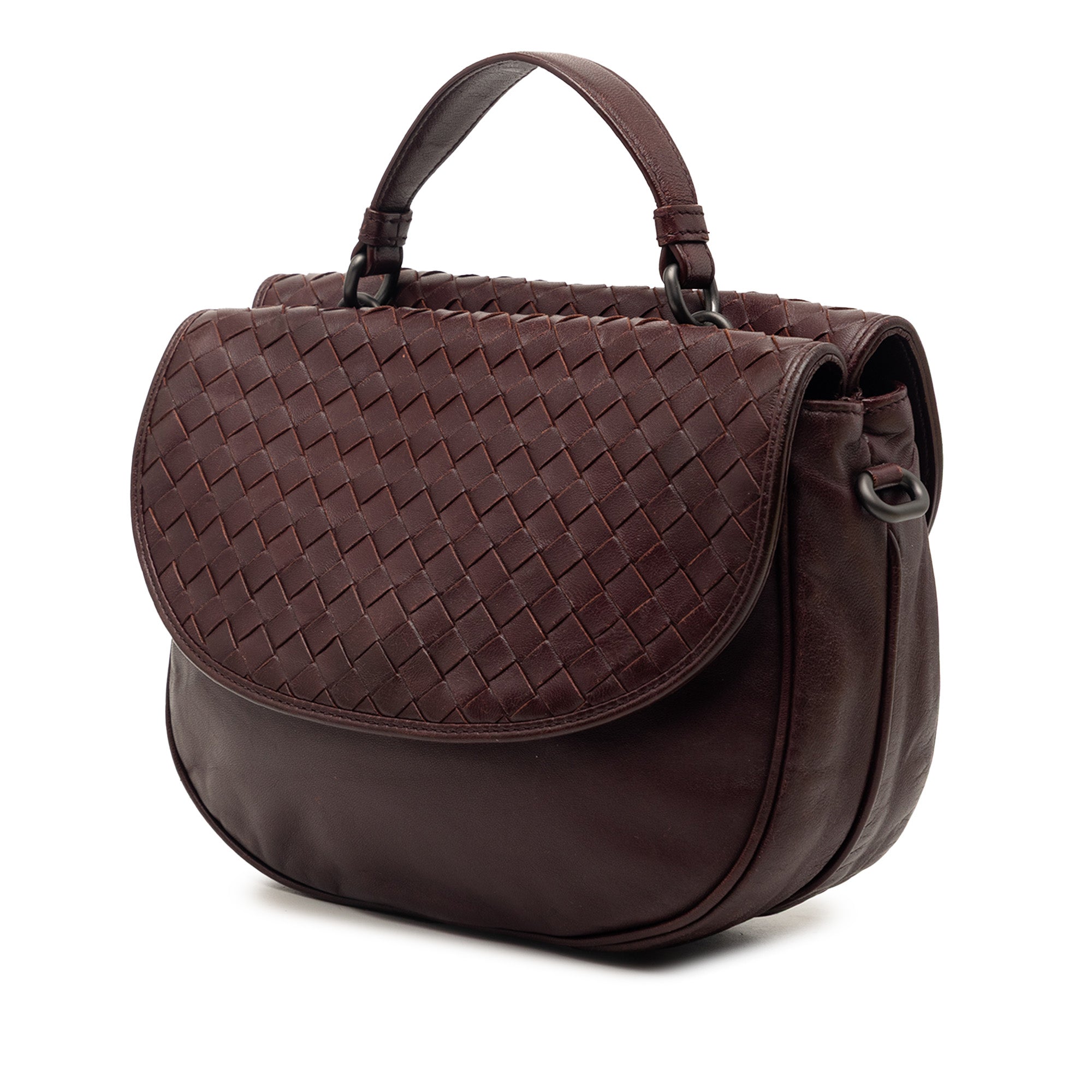 Intrecciato Trimmed Leather Double Sided Flap Satchel - Image 2