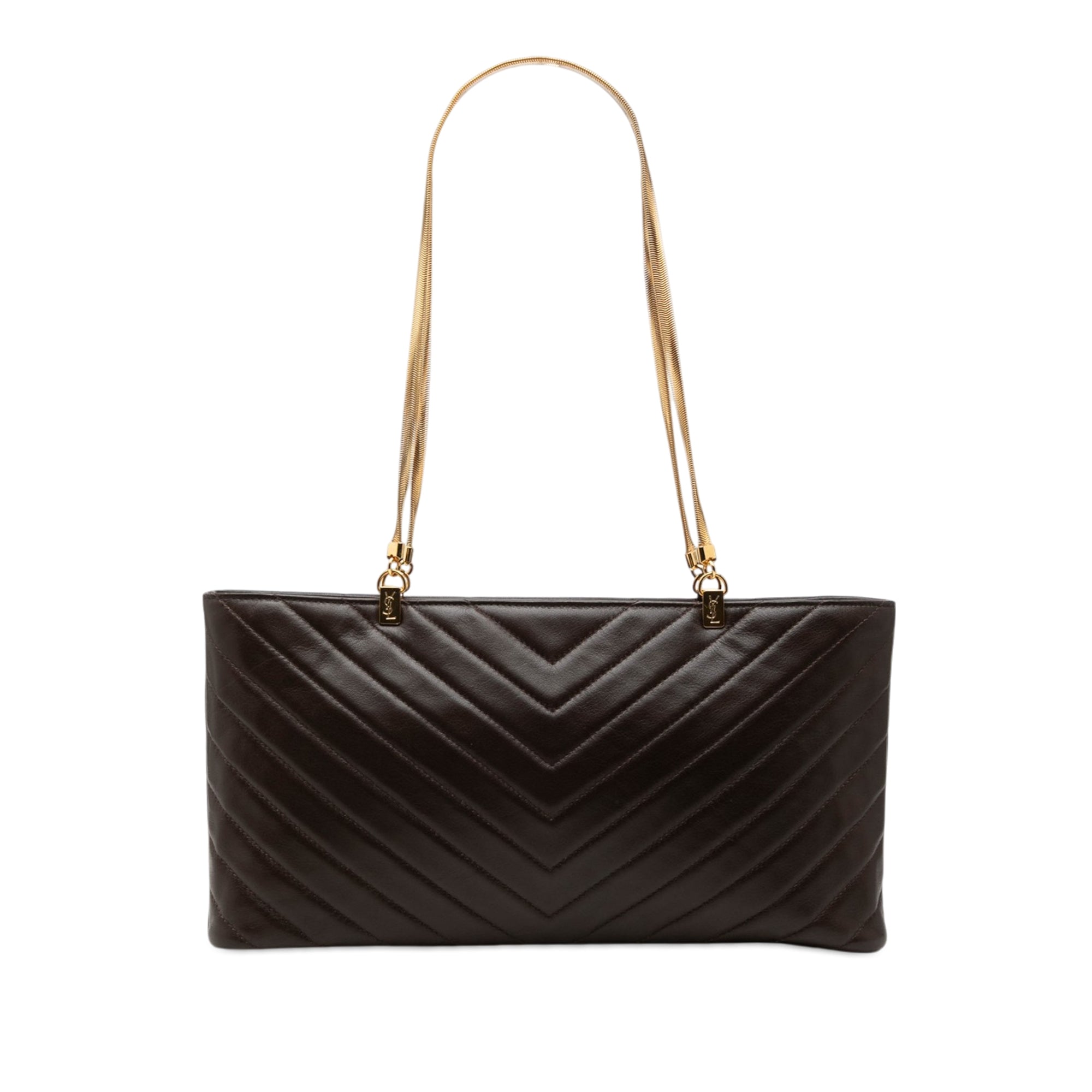 Quilted Chevron Leather Chain Shoulder Bag - Image 1