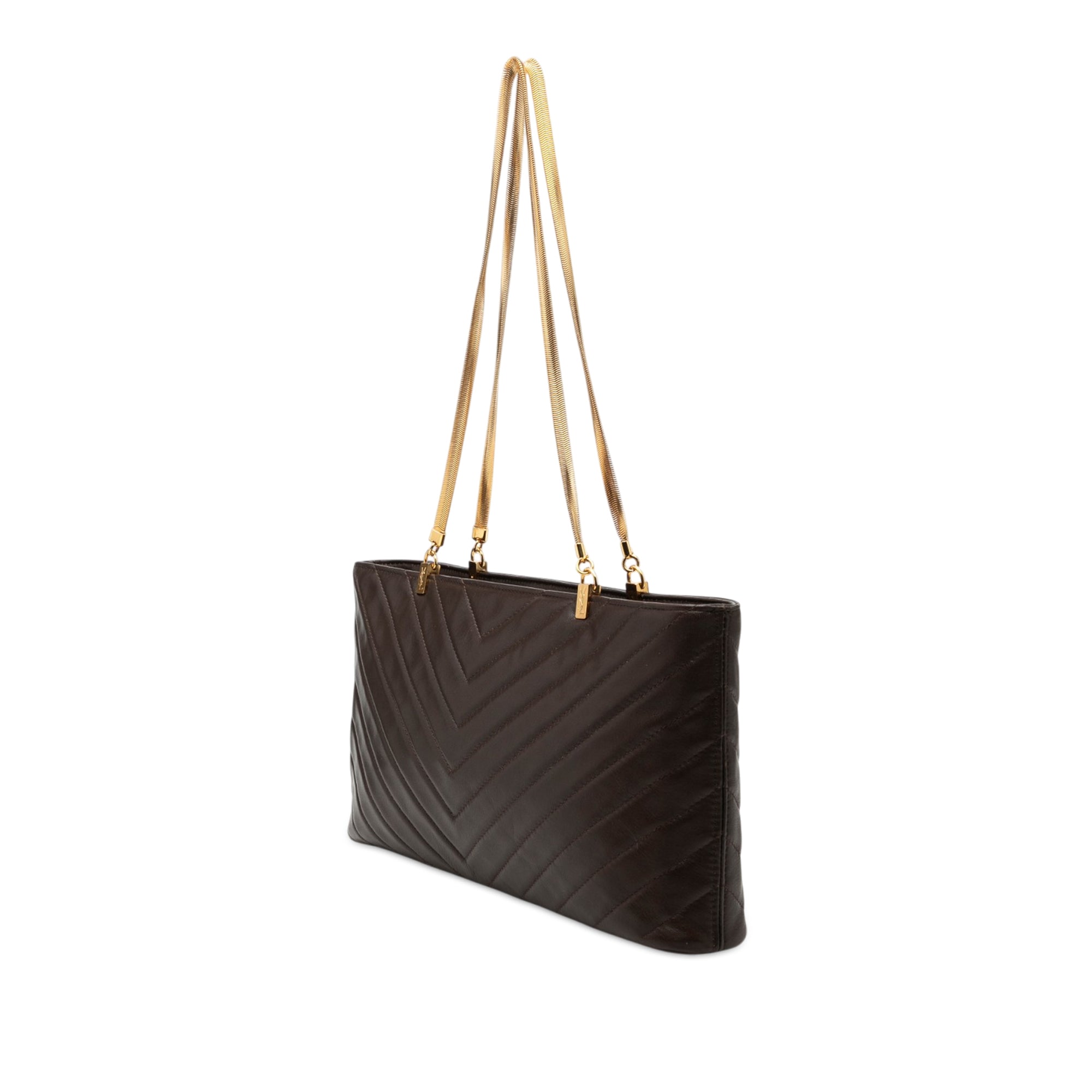 Quilted Chevron Leather Chain Shoulder Bag - Image 2