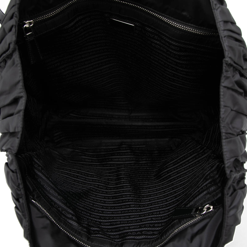 Leather Trimmed Re Nylon Pleated Tote - Image 5