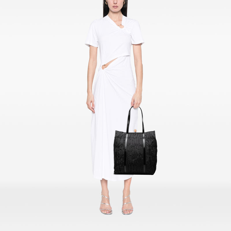 Leather Trimmed Re Nylon Pleated Tote - Image 6