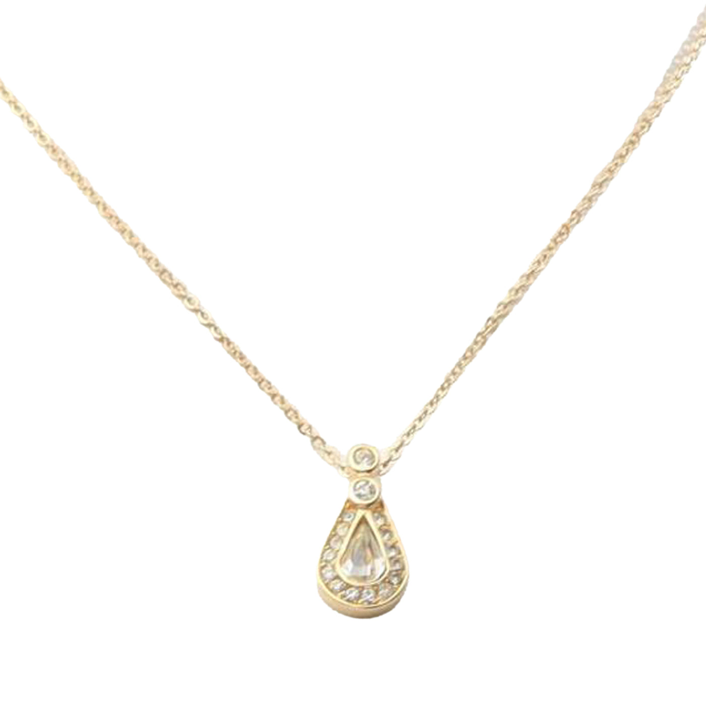 Gold Plated Strass Teardrop Pendant Necklace - Image 1