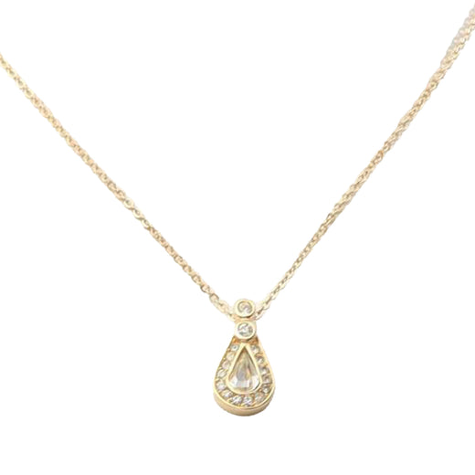 Gold Plated Strass Teardrop Pendant Necklace - Image 1