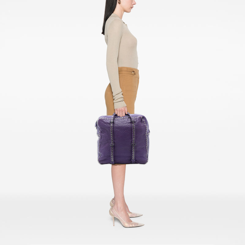 Intrecciato Trimmed Leather Handbag - Image 7