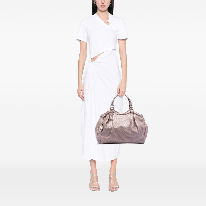 Large Metallic Microguccissima Sukey Tote - Image 7