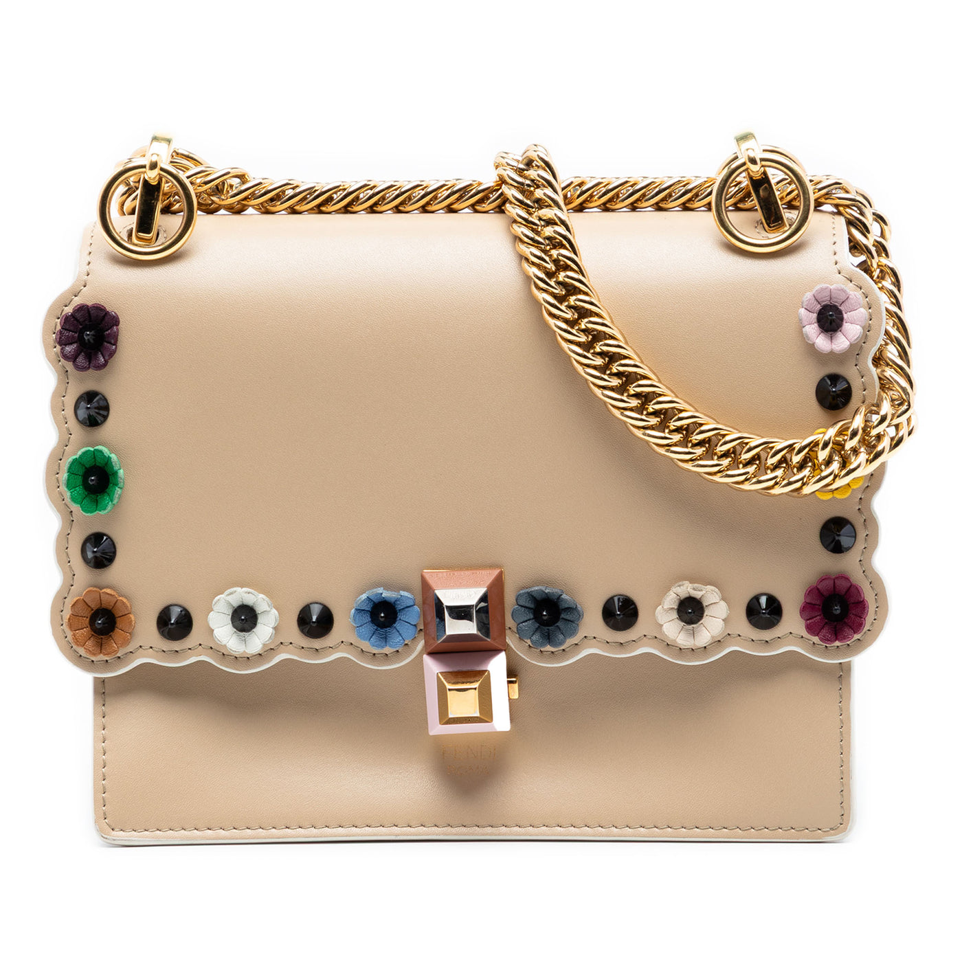 Mini Scalloped Leather and Studded Floral Kan I Crossbody - Image 1
