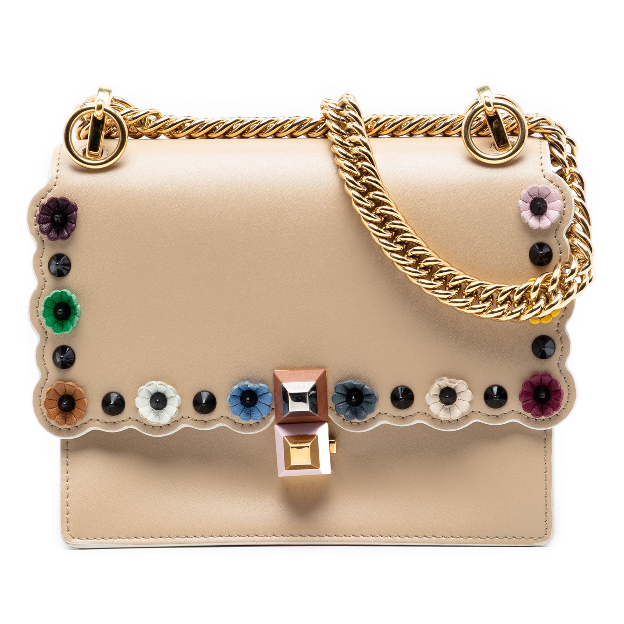 Mini Scalloped Leather and Studded Floral Kan I Crossbody - Image 1