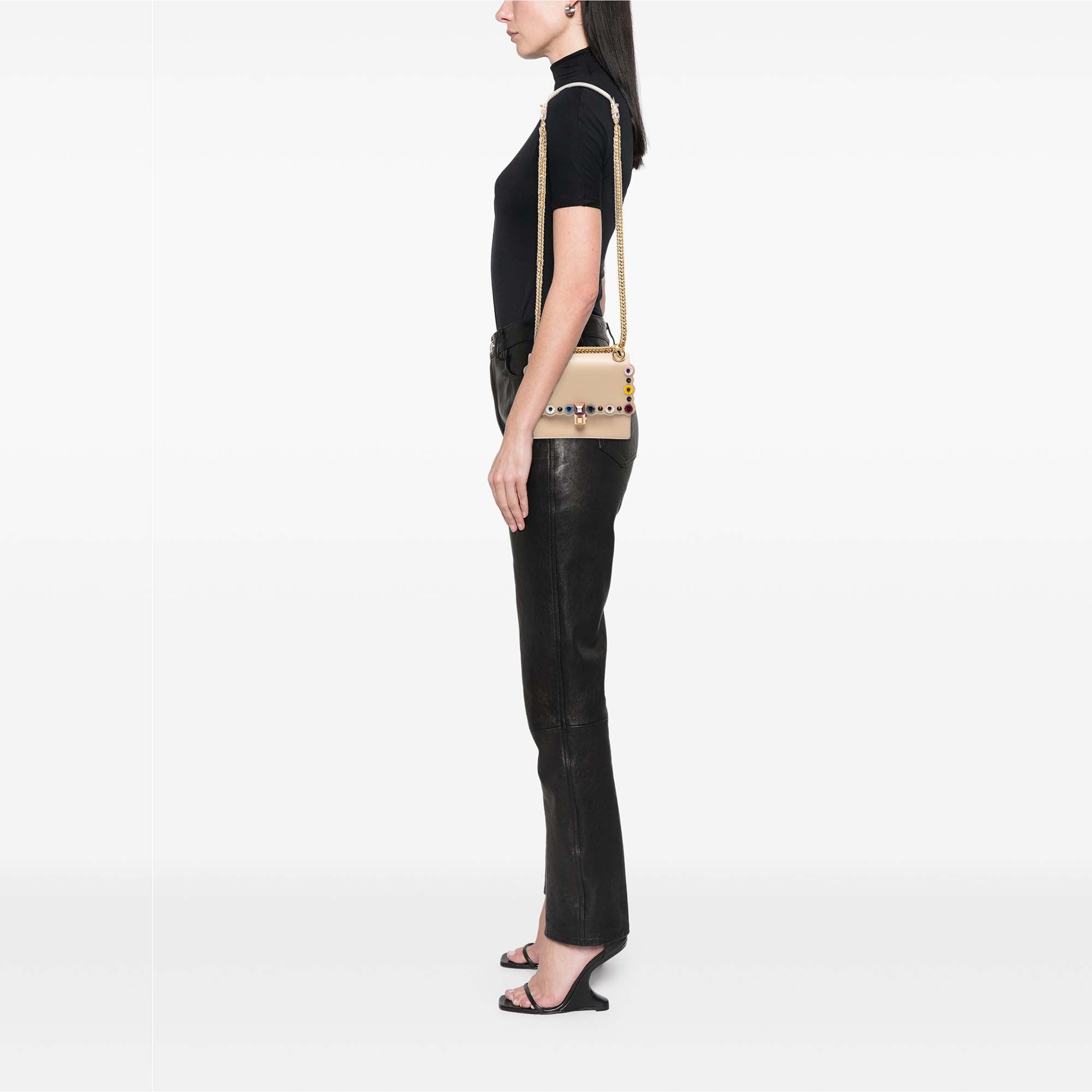 Mini Scalloped Leather and Studded Floral Kan I Crossbody - Image 7