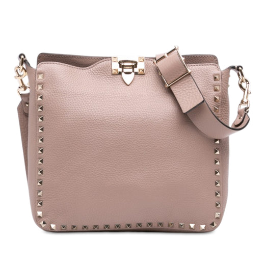Small Grainy Calfskin Rockstud Flip Lock Messenger Bag - Image 1