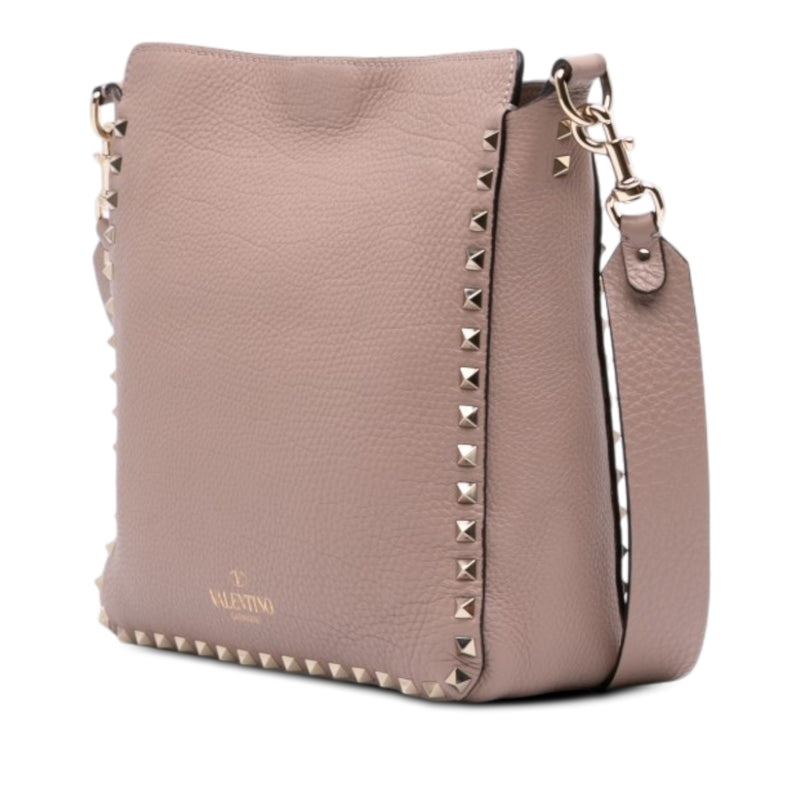 Small Grainy Calfskin Rockstud Flip Lock Messenger Bag - Image 2
