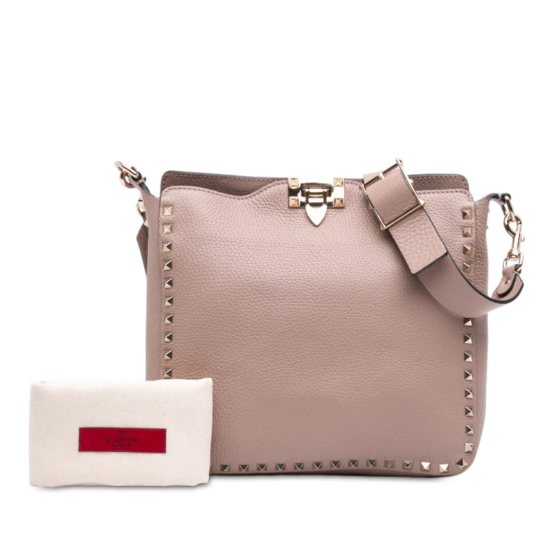 Small Grainy Calfskin Rockstud Flip Lock Messenger Bag - Image 7