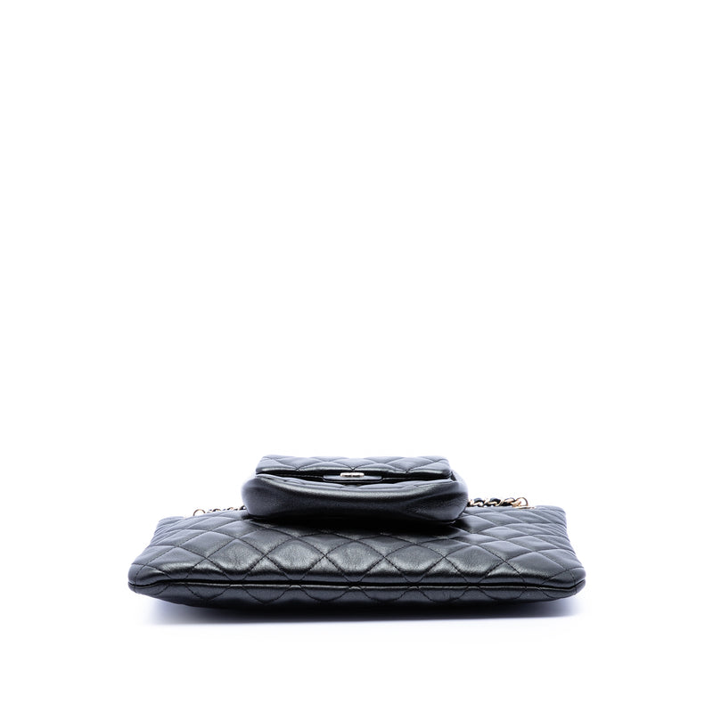 CC Quilted Lambskin Pouch with Mini Flap Purse - Image 3