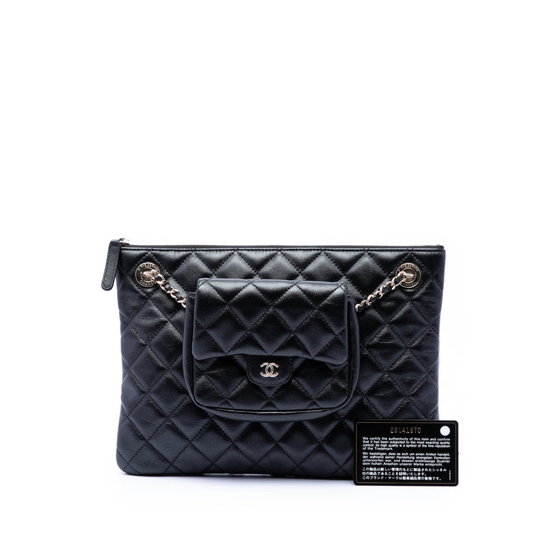 CC Quilted Lambskin Pouch with Mini Flap Purse - Image 8