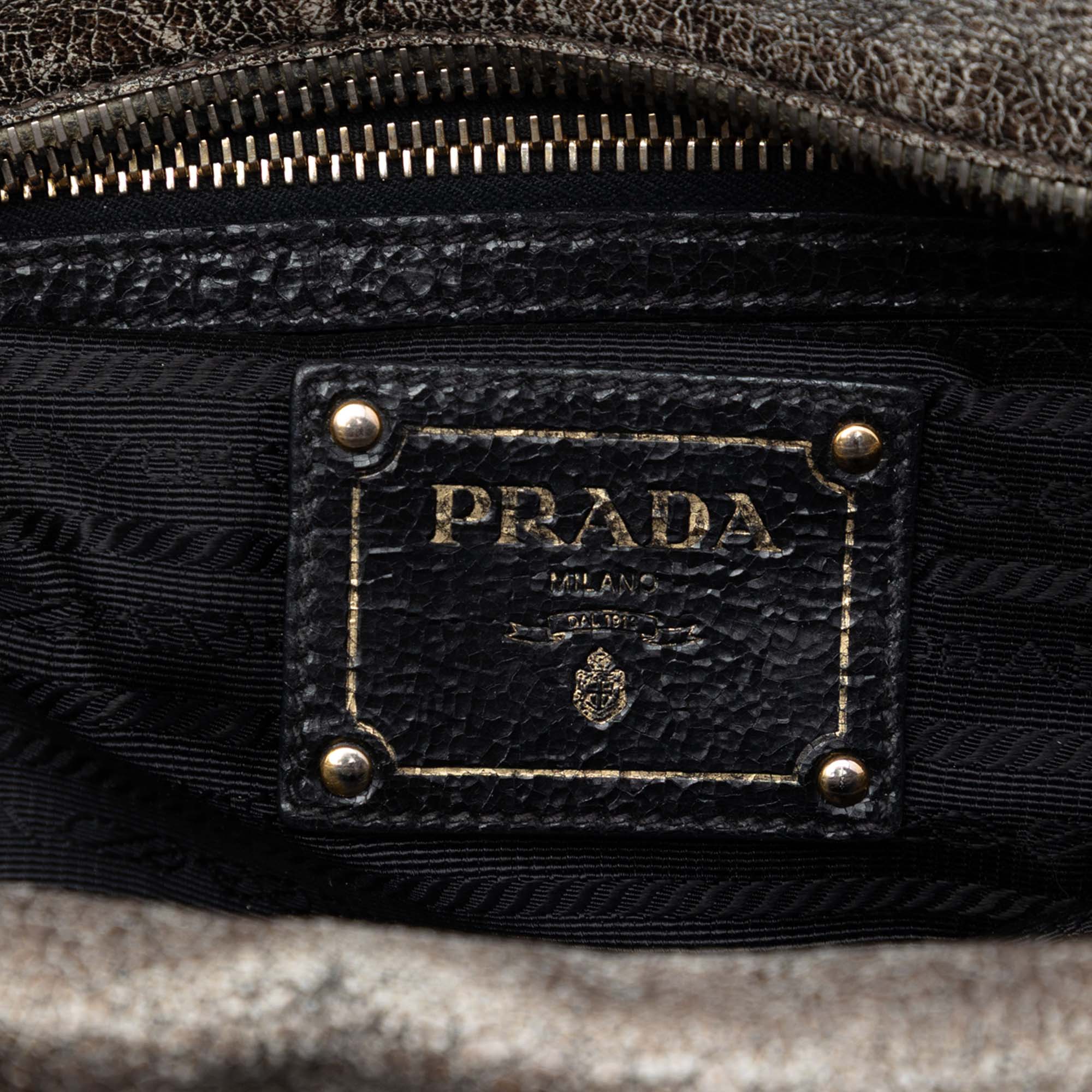 Craquele Leather Studded Satchel - Image 5