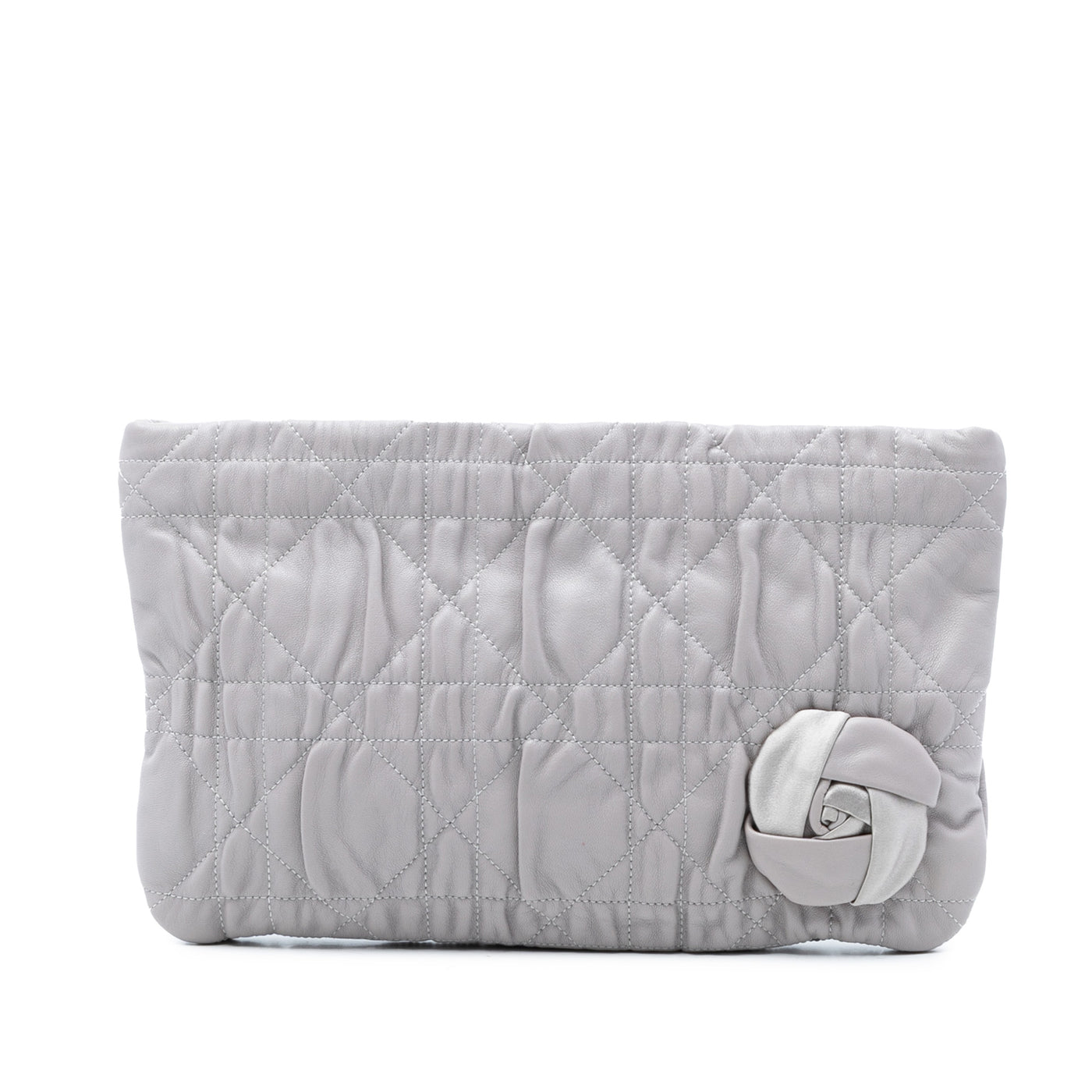 Calfskin Cannage Rose Clutch - Image 1