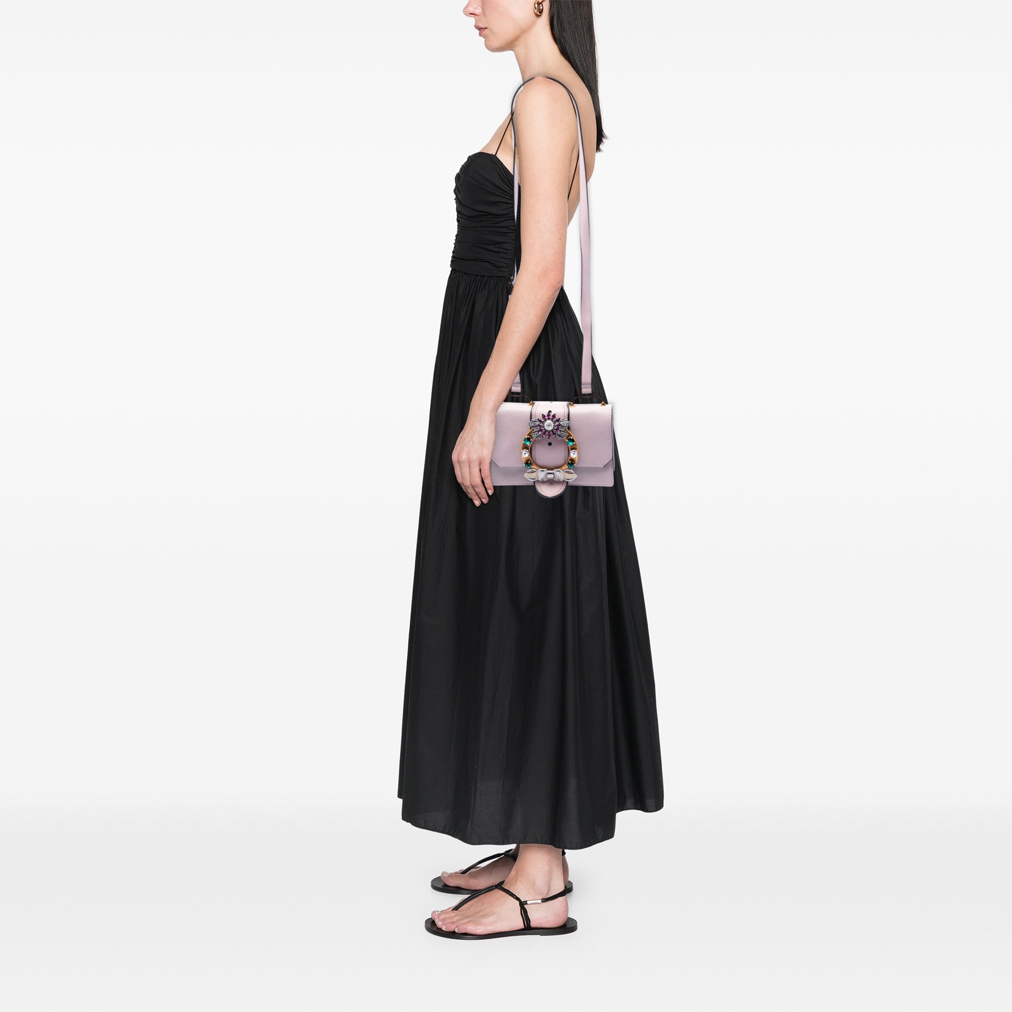 Goatskin Madras Soft Calf Crystal Embellished Crossbody - Image 6