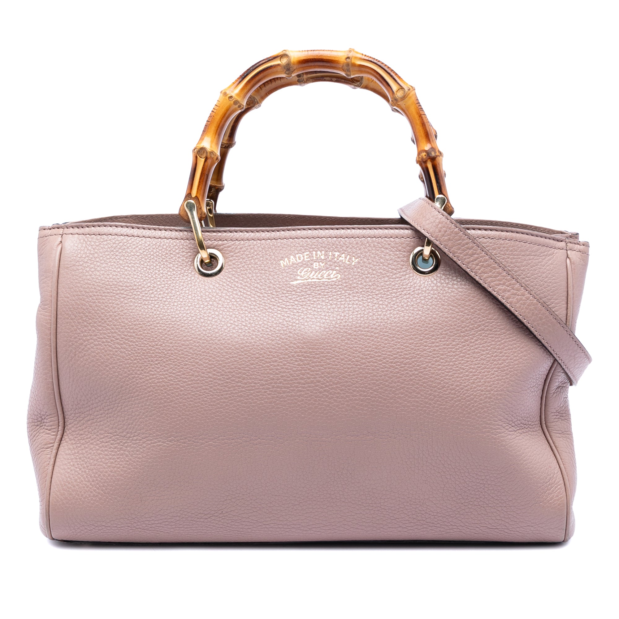 Medium Calfskin Bamboo Shopper Satchel - Image 1