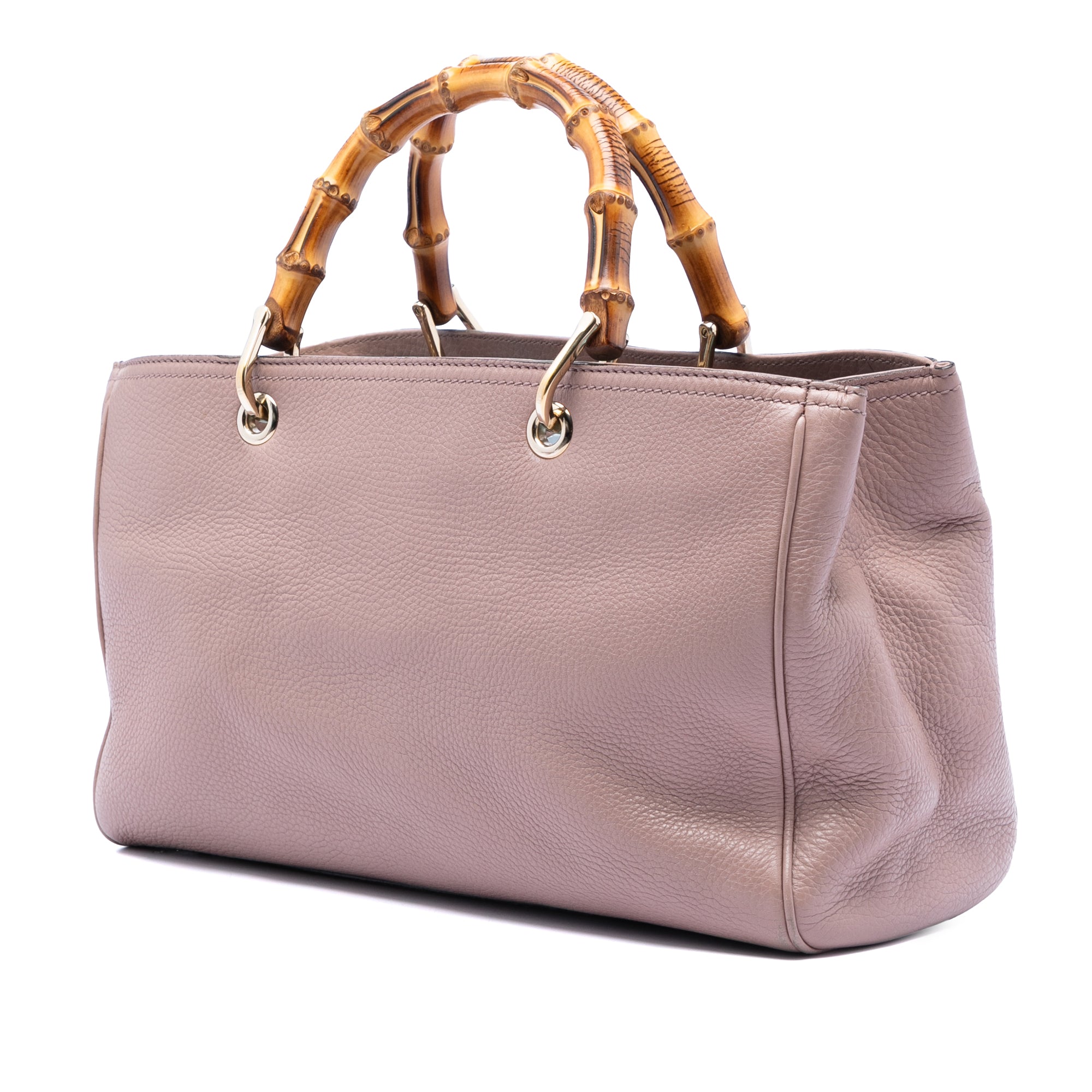 Medium Calfskin Bamboo Shopper Satchel - Image 2