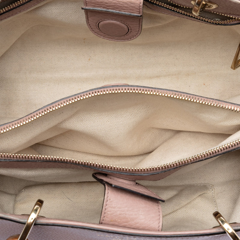Medium Calfskin Bamboo Shopper Satchel - Image 4