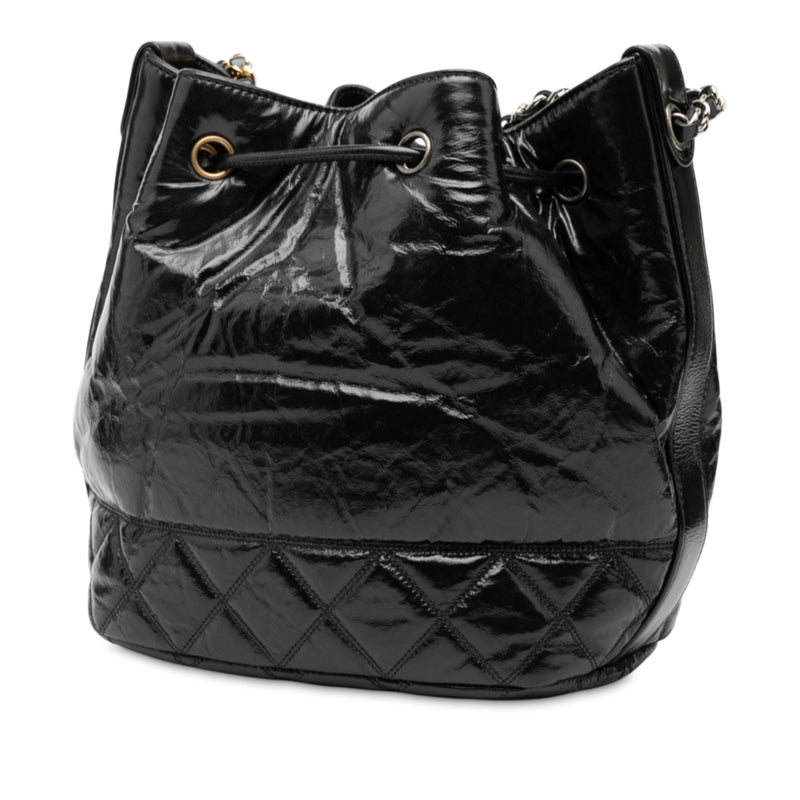 Shiny Aged Calfskin CC Chain Drawstring Bucket Bag - Image 2