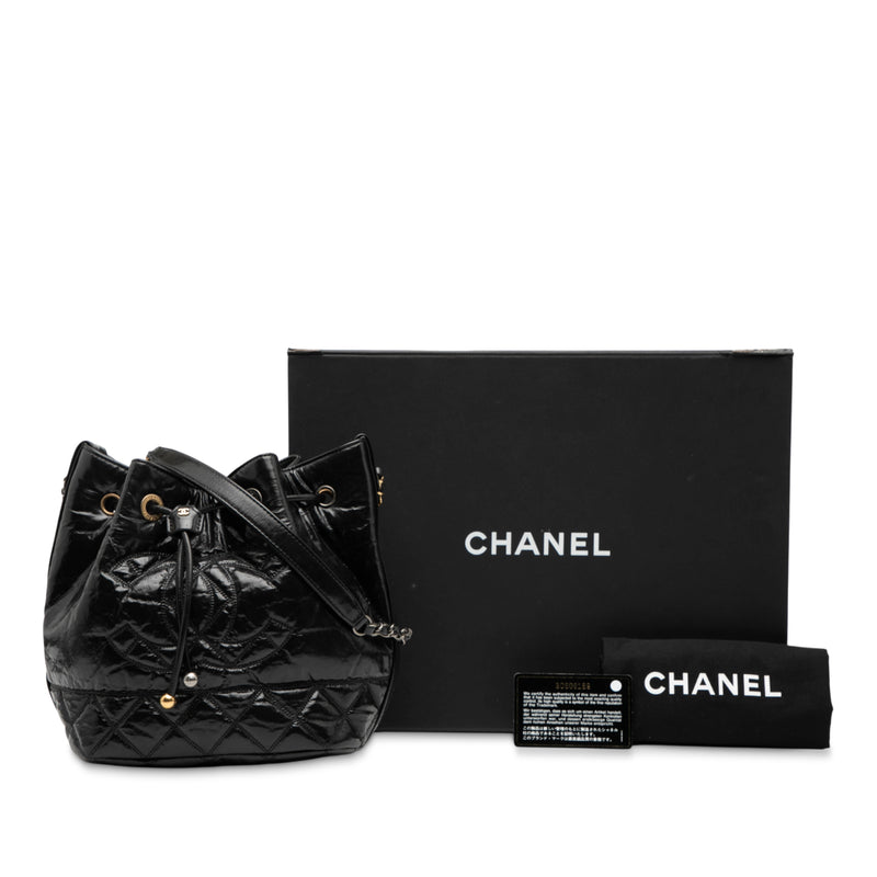 Shiny Aged Calfskin CC Chain Drawstring Bucket Bag - Image 8