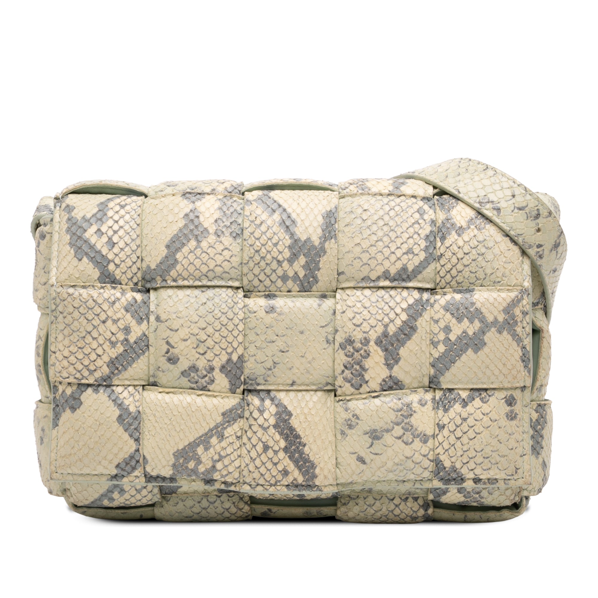 Python Embossed Goatskin Intrecciato Padded Cassette Crossbody - Image 1
