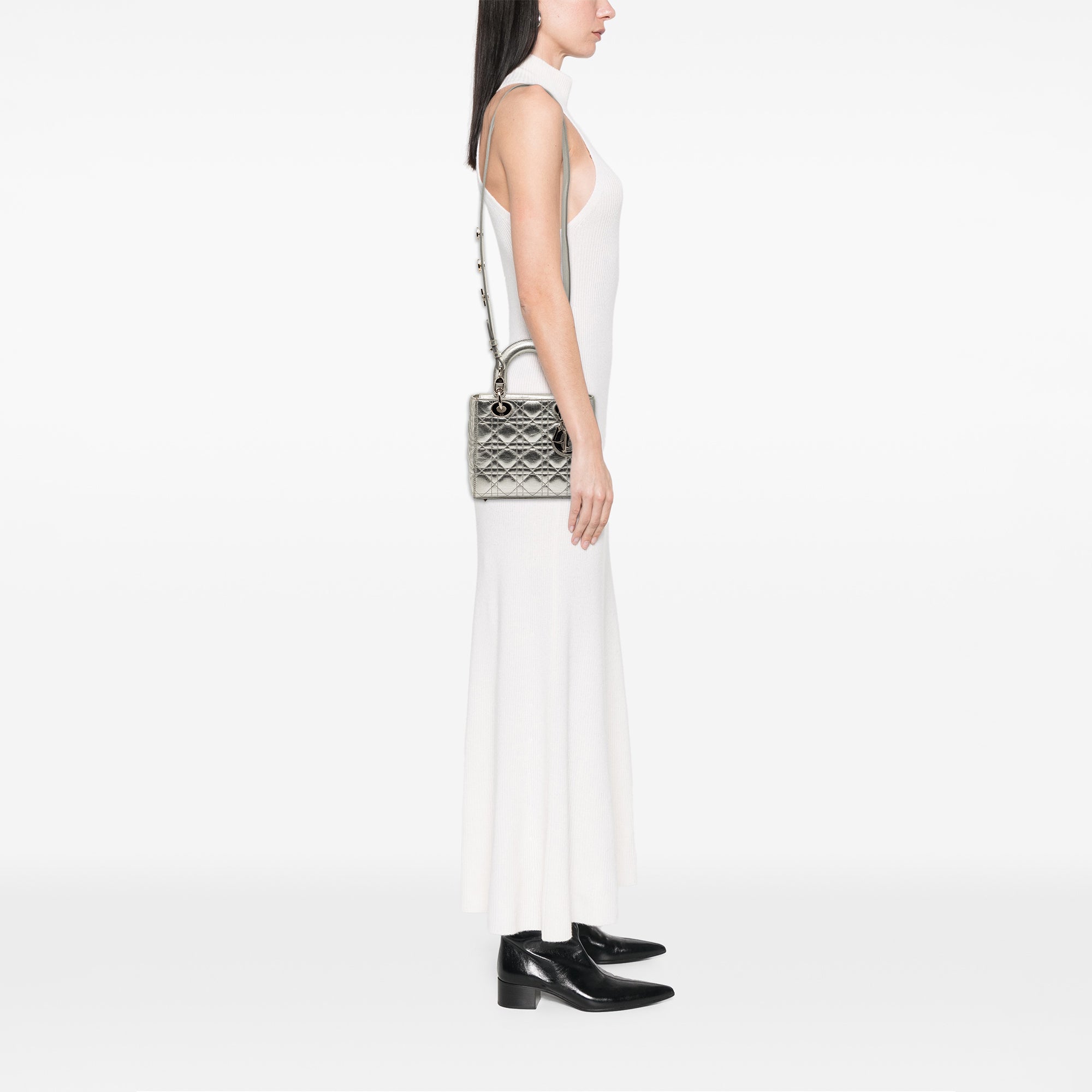Small Metallic Grained Calfskin Cannage My ABCDior Lady Dior - Image 9