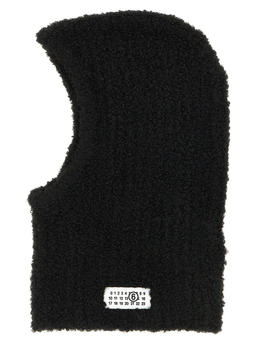 Mm6 Maison Margiela Bouclé Wool Blend Balaclava — Black Winter Hats