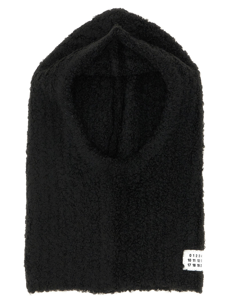Mm6 Maison Margiela Bouclé Wool Blend Balaclava — Black Winter Hats