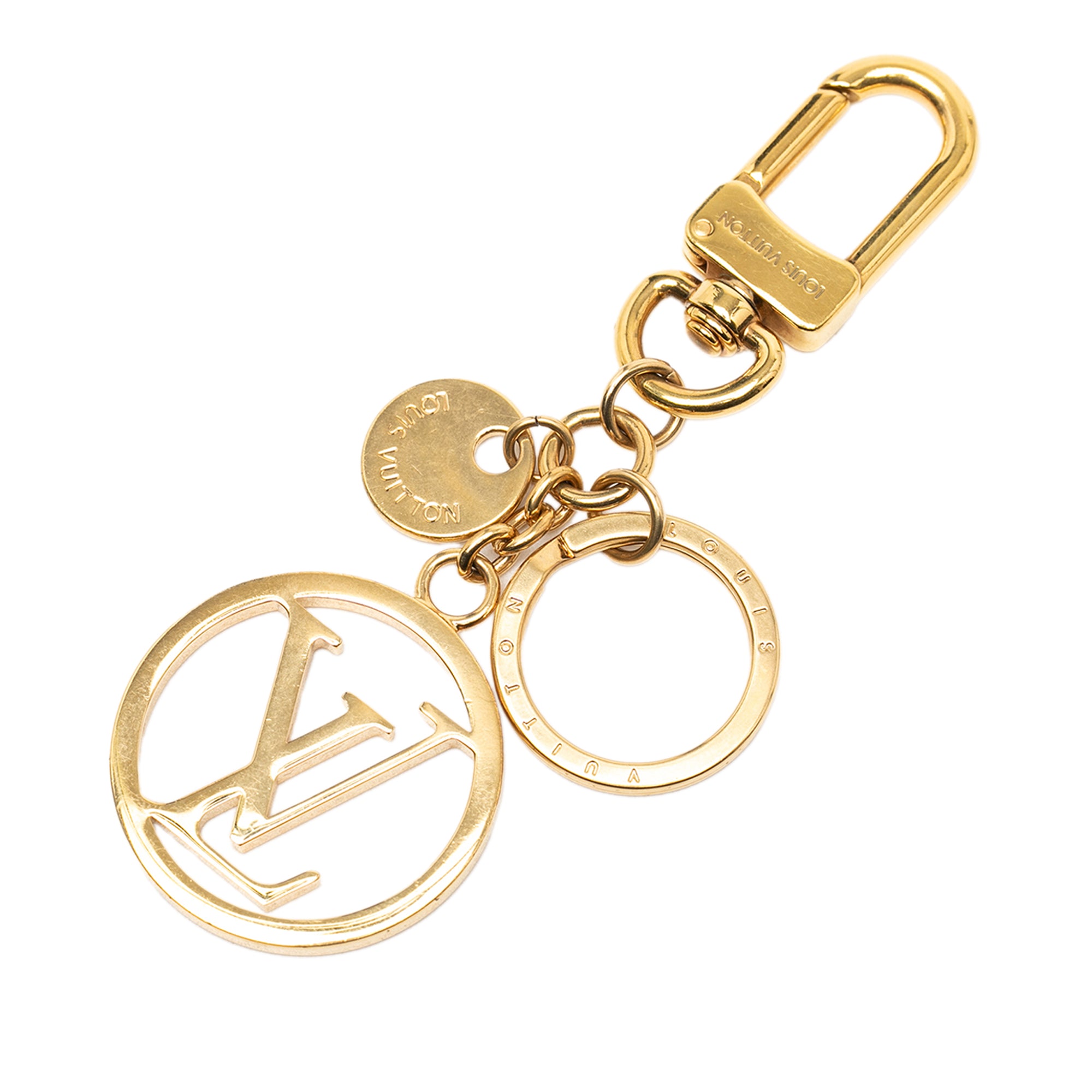 Gold Plated LV Circle Key Holder and Bag Charm - Image 1
