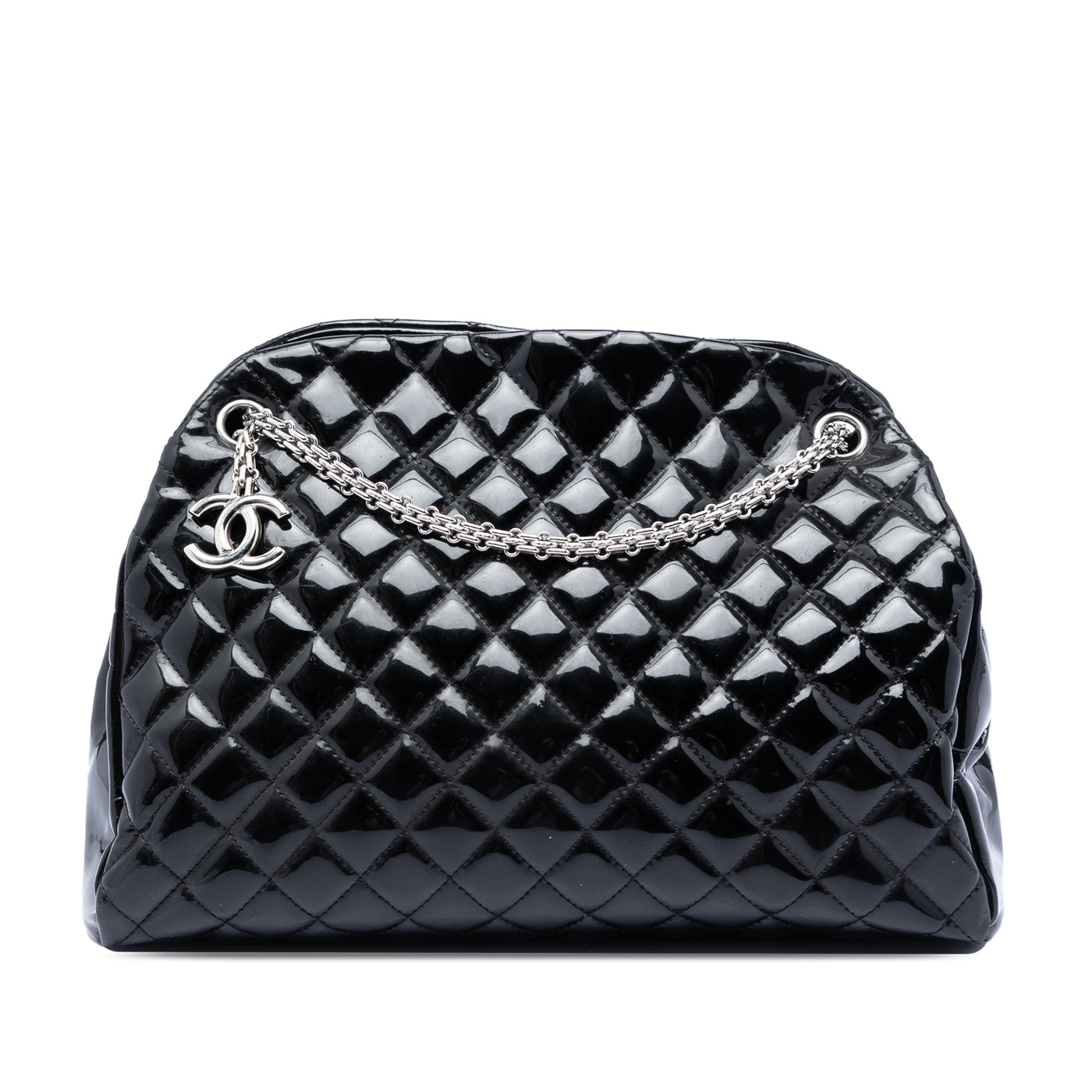 Large Quilted Patent Just Mademoiselle Bowling Bag - Image 1