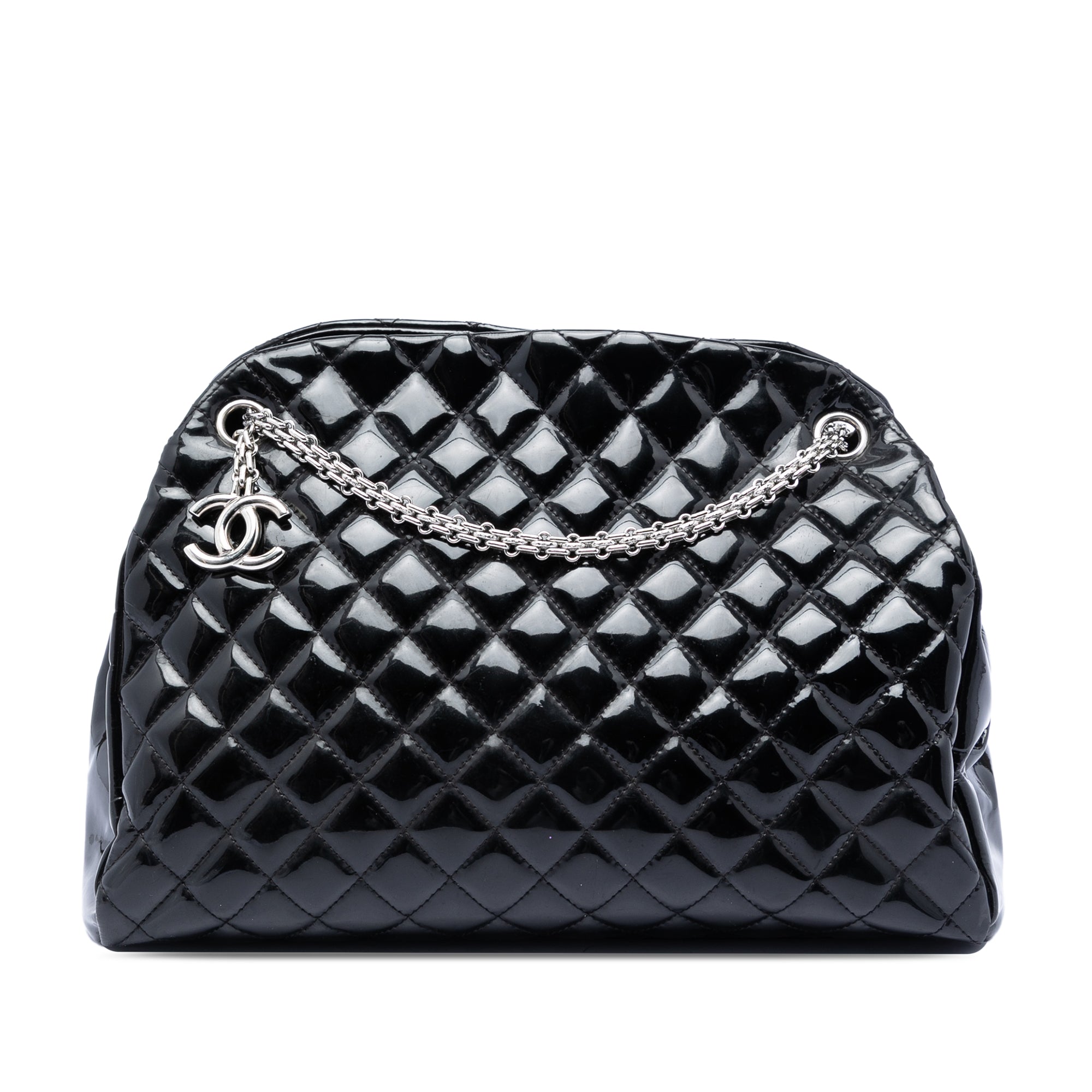 Large Quilted Patent Just Mademoiselle Bowling Bag - Image 1