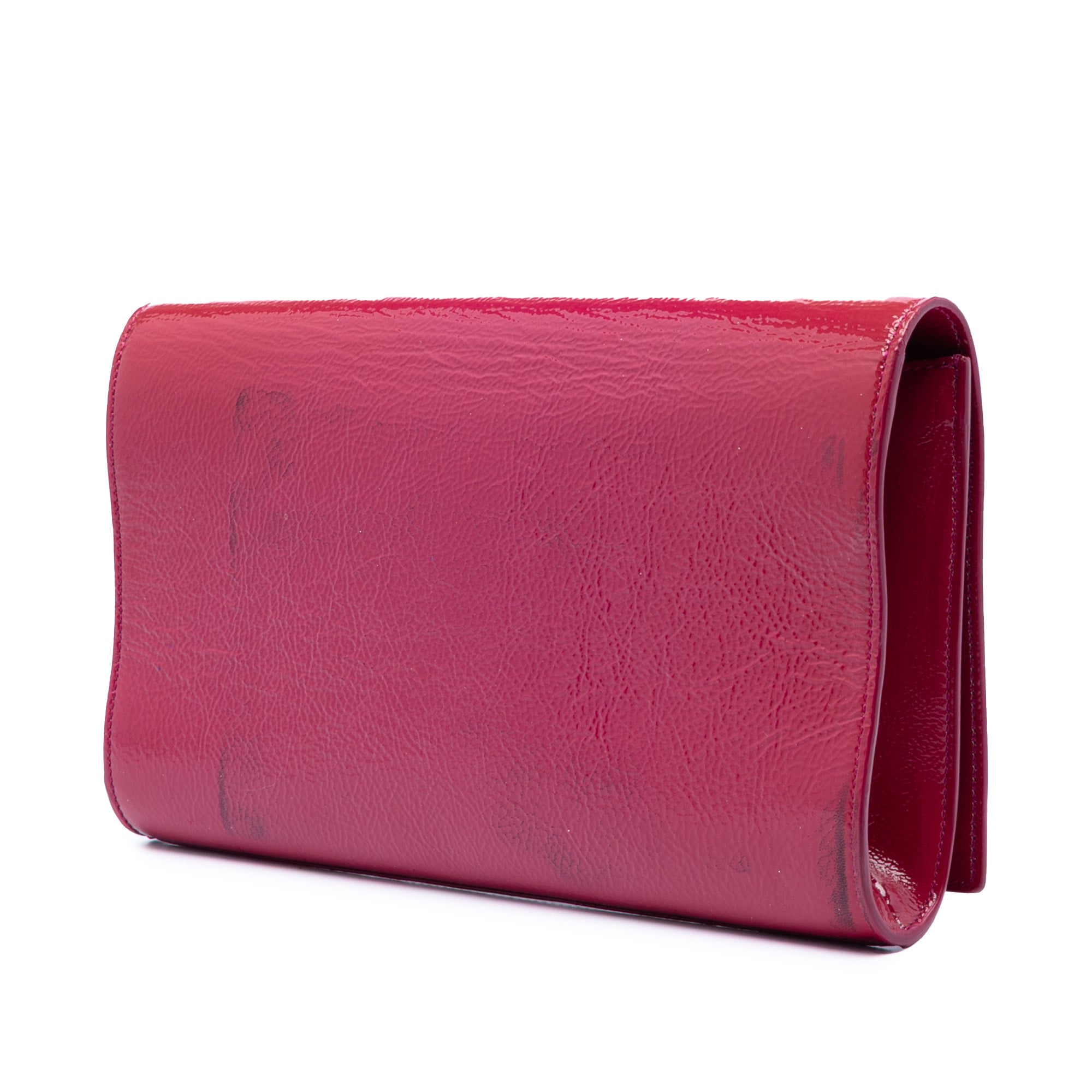 Large Textured Patent Belle De Jour Clutch - Image 2