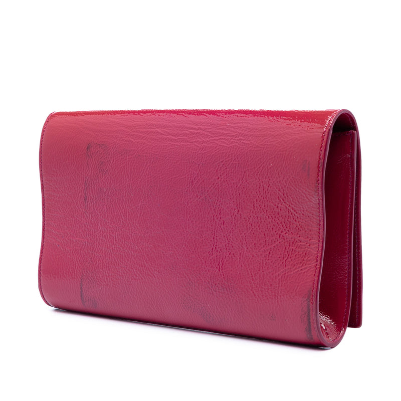 Large Textured Patent Belle De Jour Clutch - Image 2