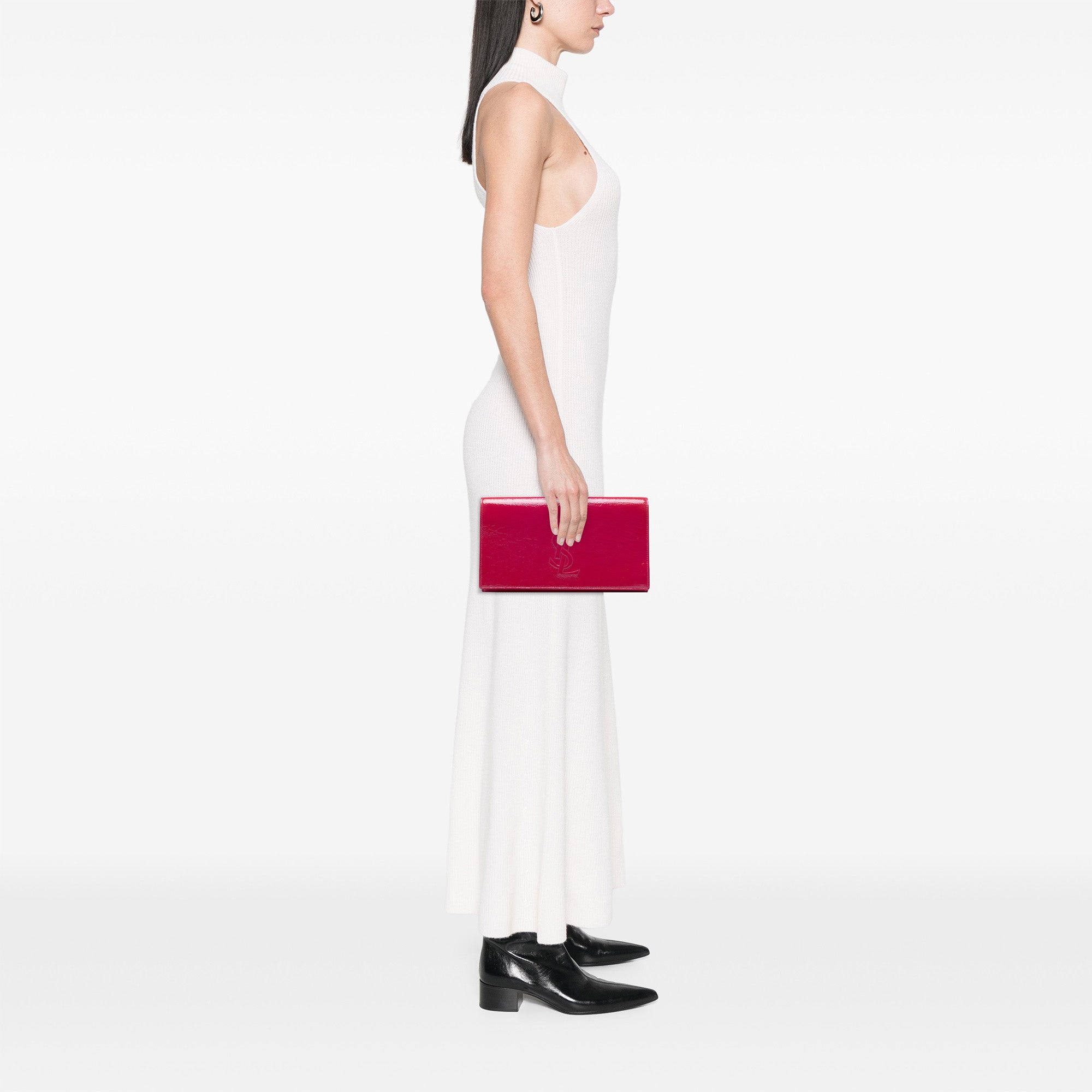 Large Textured Patent Belle De Jour Clutch - Image 7