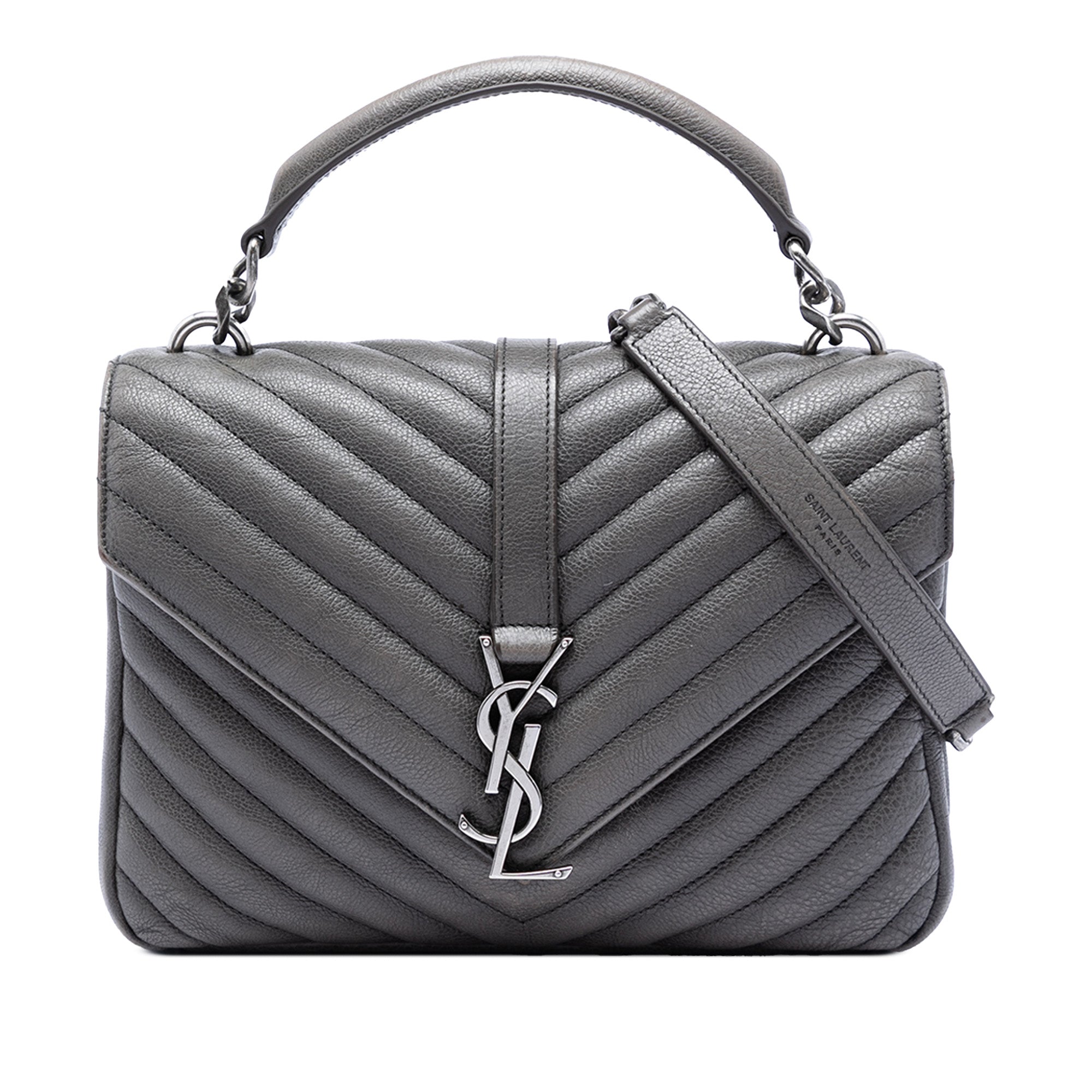 Medium Chevron Sheepskin Monogram College Satchel - Image 1