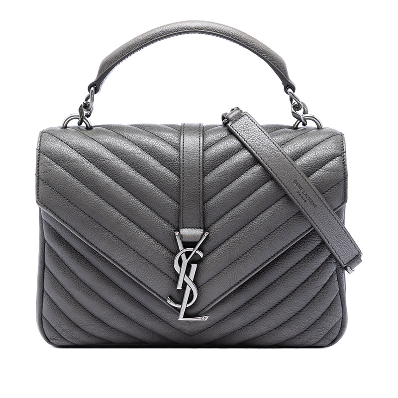 Medium Chevron Sheepskin Monogram College Satchel