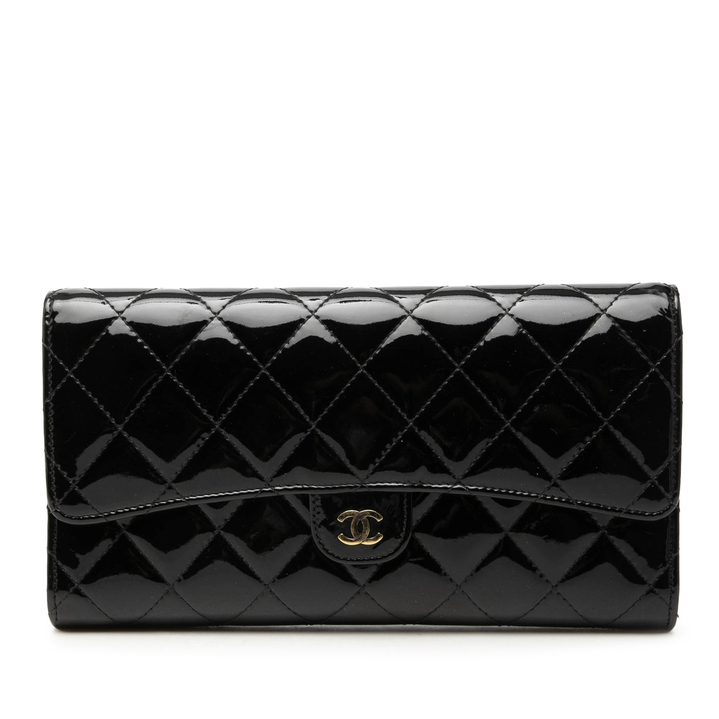 CC Quilted Patent Classic Flap Long Wallet - Image 1