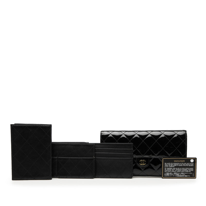 CC Quilted Patent Classic Flap Long Wallet - Image 8