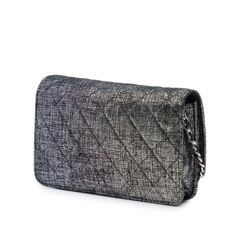 CC Quilted Metallic Fabric Wallet On Chain - Image 2