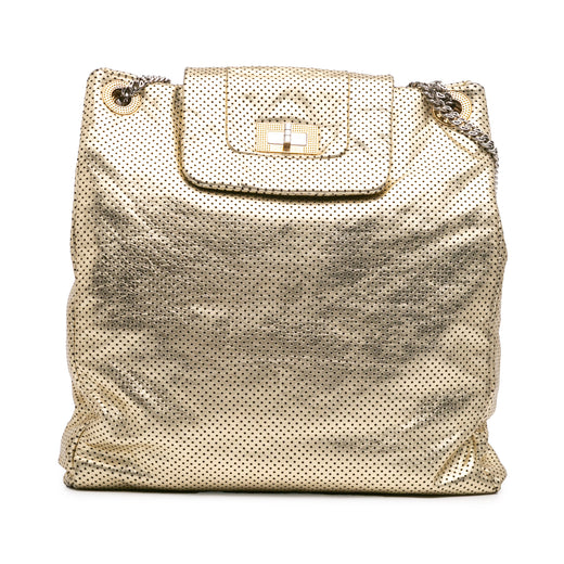 Perforated Crackled Metallic Calfskin Drill Tote - Image 1